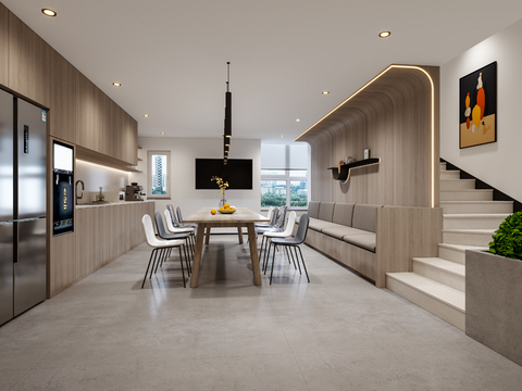  现代办公茶水室3d模型 