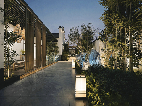  新中式园林景观3d模型 