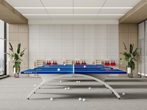  乒乓球练习场 乒乓球馆3d模型 