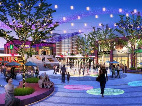  现代商业街夜景景观psd 