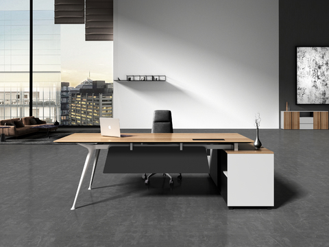  现代办公班台桌3d模型 