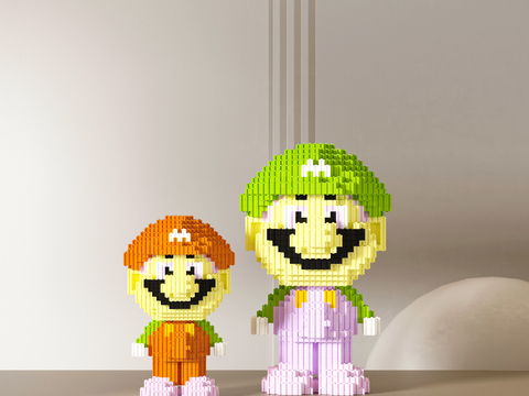  马里奥积木 潮玩摆件3d模型 