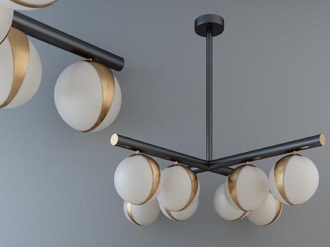现代金属多头吊灯3d模型