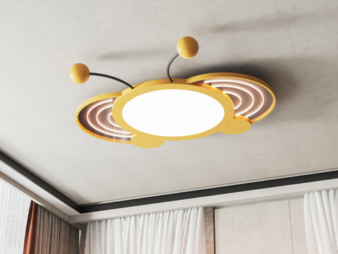  儿童房创意吸顶灯3d模型下载 小蜜蜂造型卡通灯 现代室内装饰灯具 