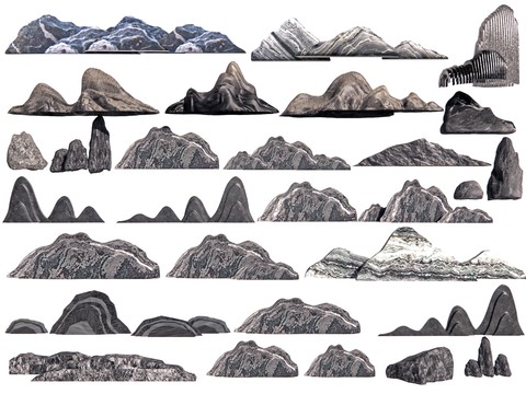  景观石 雪浪石 假山片石 泰山石3d模型 