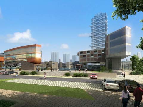  现代商业楼建筑外观psd 