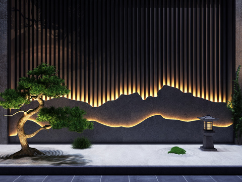  新中式松树景观3d模型 