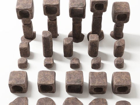  现代景观石头小品3d模型 