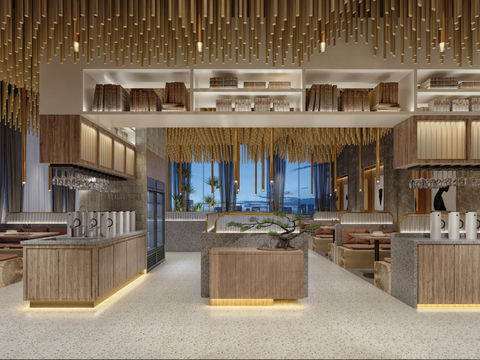  现代餐饮餐厅3d模型 