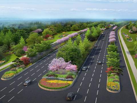  现代道路桥梁景观psd 