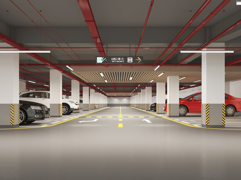  地下车库 停车场3d模型 