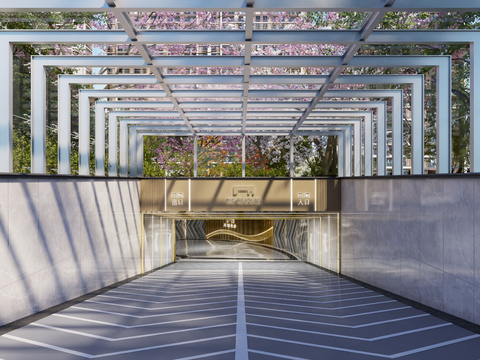  地下车库入口3d模型 