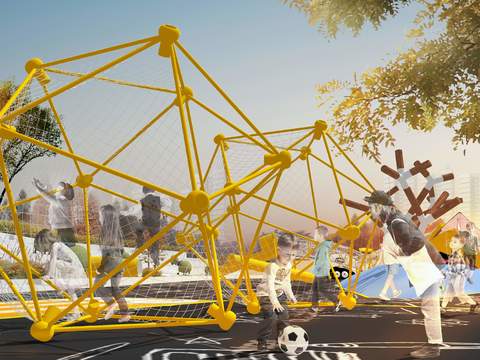  现代公园儿童攀爬区psd 