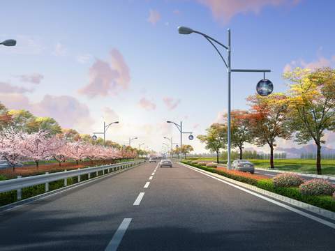  城市道路 绿化带psd 