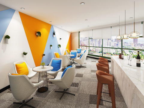  现代办公茶水间3d模型 