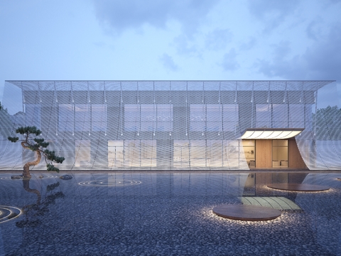  现代园林水景3d模型 