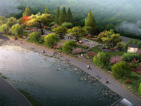  现代湿地公园鸟瞰psd 