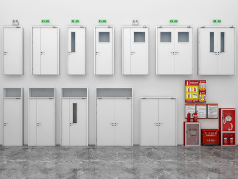  消防门 消火栓 应急照明3d模型 