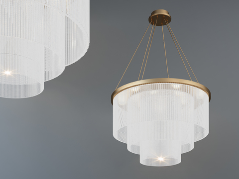  现代时尚金属水晶吊灯3d模型 