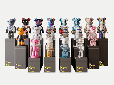  暴力熊雕塑 潮玩摆件3d模型 