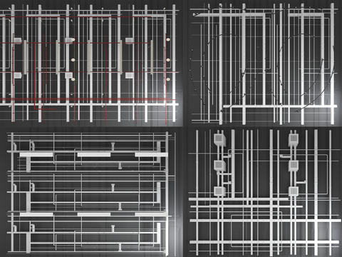  现代管道消防烟感器3d模型 