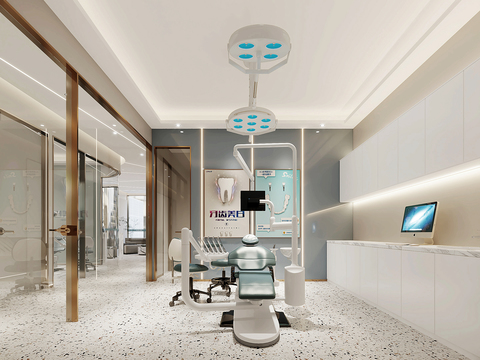  现代口腔医院诊室3d模型 
