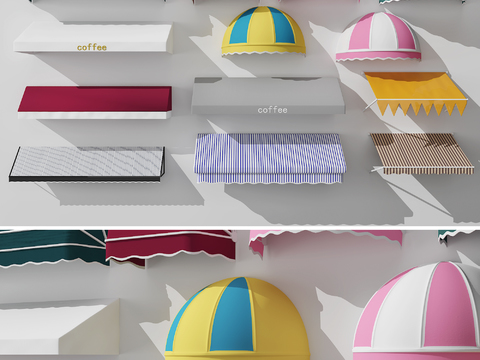  现代遮阳雨棚组合3d模型 