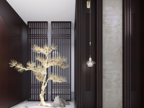  新中式旱景园艺小品3d模型 