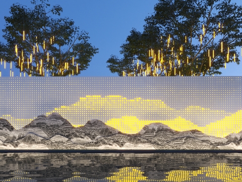  新中式景墙 雪浪石小品3d模型 