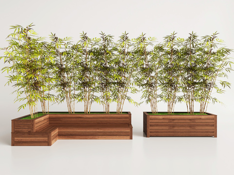  竹子花坛 座椅3d模型 