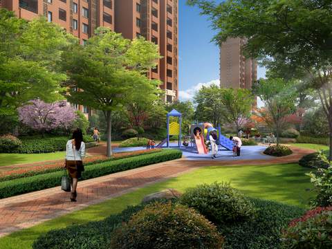  现代亲子公园景观psd 