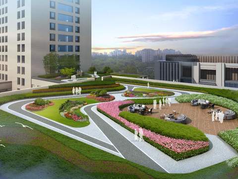  现代公园园林鸟瞰psd 