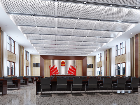  现代党政机关会议报告厅3d模型 