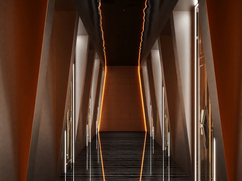  现代酒吧走廊过道3d模型 