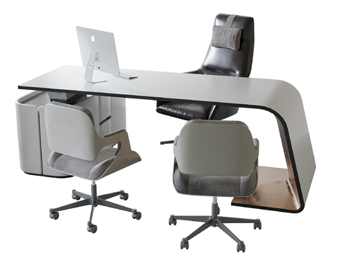  现代办公班台桌3d模型 