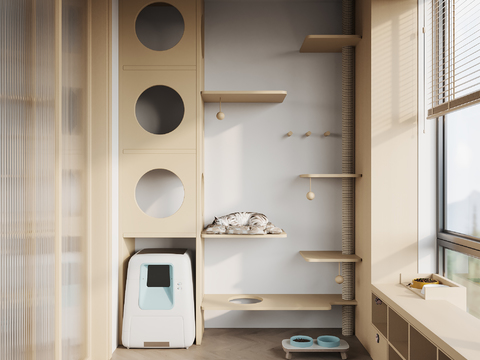  现代猫房阳台3d模型 