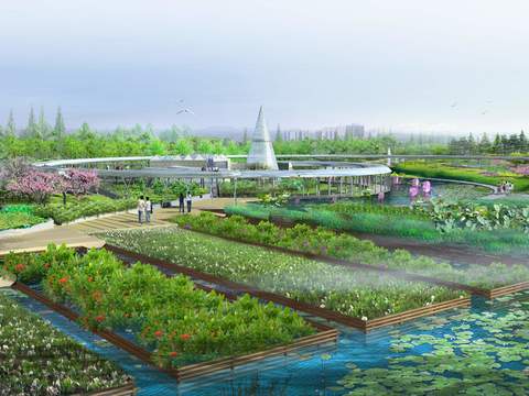  现代菜地园林景观psd 