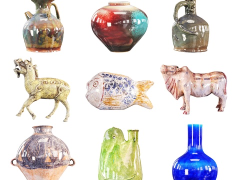  新中式艺术陶瓷器皿摆件3d模型 