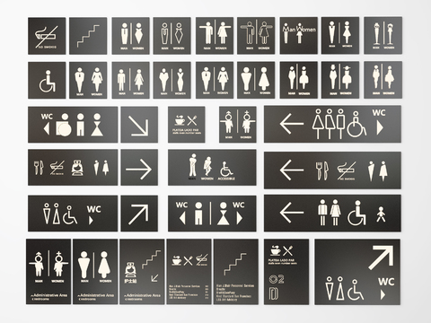  卫生间指示牌 导视牌 图标3d模型 