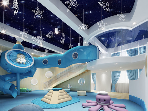  现代海洋主题儿童游乐区3d模型 