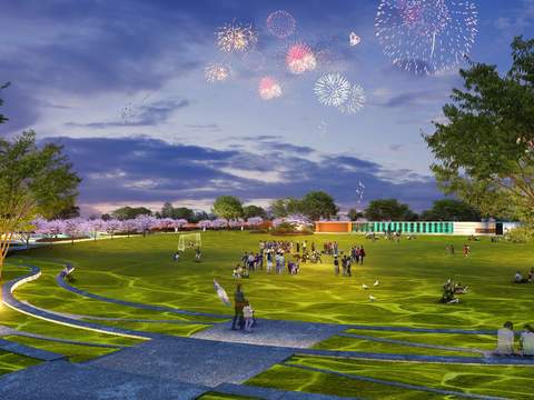  现代广场公园园林景观psd 