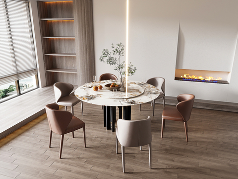 圆形餐桌椅3d模型