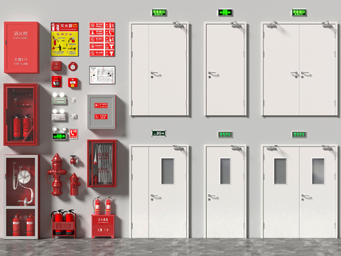  消防门 防火门 消防器材3d模型 