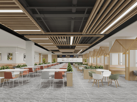  食堂 员工餐厅3d模型 