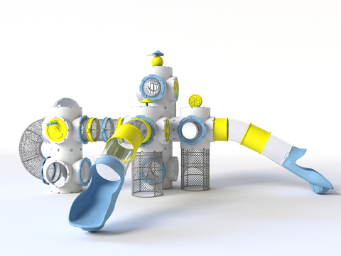  现代儿童滑梯游乐设施3d模型 
