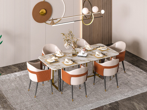 现代大理石餐桌椅3d模型