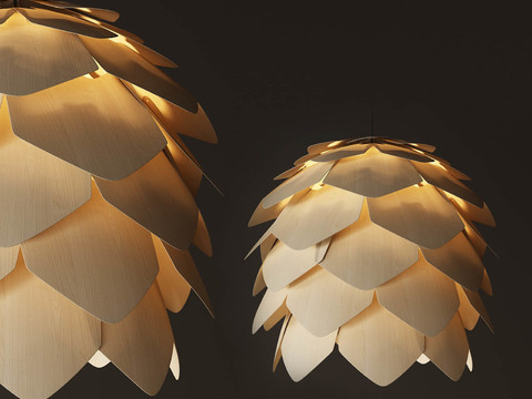  现代创意3d模型下载 原木吊灯 自然风格室内装饰灯 温暖光影设计 