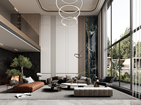  别墅客厅 别墅大堂3d模型 