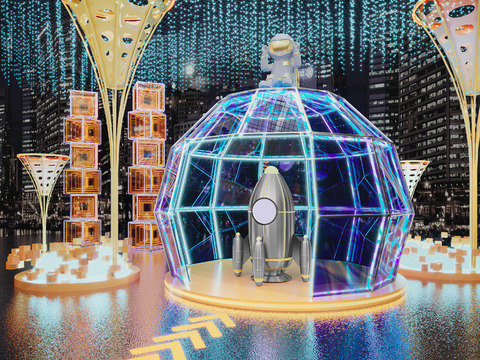 商场美陈 网红拍照墙3d模型