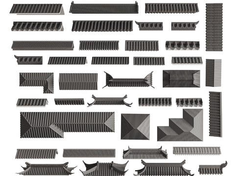  新中式屋檐 房檐3d模型 